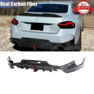 For BMW G42 220i M240i M Sport Coupe 2022UP Real Carbon Rear Bumper Diffuser Lip - Picture 1 of 11