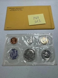 (1) 1964 US MINT SILVER Proof Set, in all OGP, LOTS OF LUSTER, SET 2 !!! - Picture 1 of 6