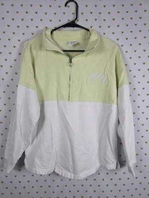 Suéter Victorias Secret Rosa LOVE Bloque de Color Cuarto Cremallera Amarillo Logo XS Talla Grande Foto 1 de 4