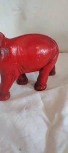Vintage gegossener Elefant rot und weiß lackiert - Bild 1 von 13
