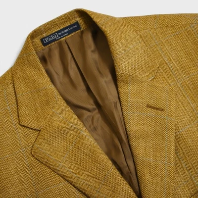 Polo Ralph Lauren Sport Coat 43R Brown Herringbone Silk Flax Wool Made in Italy - Image 1 of 4
