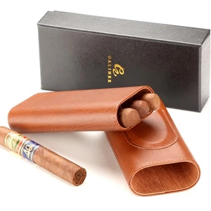 Estuche de cuero para cigarros de viaje Galiner caja humidor soporte de 3 tubos con cortador de cigarros - Imagen 1 de 10