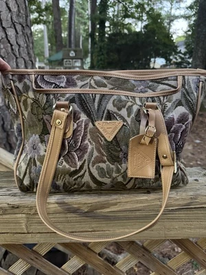 Vintage French West Indies Oversized Floral Tapestry Tote Bag Carry On Bag #323 - Image 1 of 4