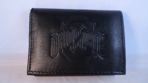 Ohio State Black Tri-Fold Leather Wallet Cover