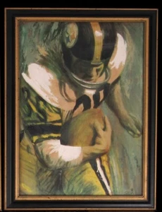 1960er Vintage Dave Boss David NFL Film Pittsburgh Steelers Ölgemälde Leinwand - Bild 1 von 12