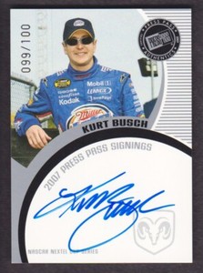 2007 Press Pass NASCAR Racing Signing Autograph Silver Kurt Busch 099/100 AUTO