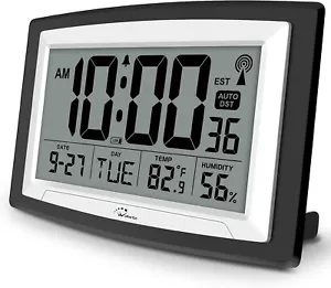 Digital Atomic Wall/Desk Alarm Clock Large Display With Temperature & Humidity - Picture 1 of 18