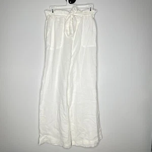 Anthropologie Sz M Saturday Sunday White Cotton Textured Crop Wide Leg Pants - Bild 1 von 4