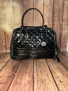 Caboodles Black Quilted Vinyl Makeup Bag Travel Case Organizer Double Handles - Picture 1 of 7