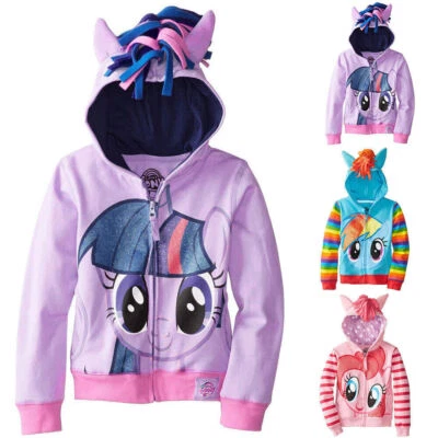 Kinder Mädchen My Little Pony Hoodie Flügel Jacke Dämmerung Regenbogen Pulloverd
