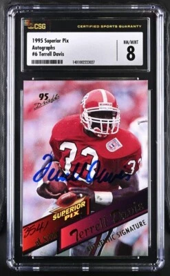 1995 Superior Pix #6 Terrell Davis Autographs CSG Grade 8 - Image 1 of 2