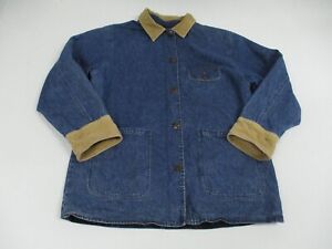 Vintage Nordstrom Denim Chore Jacket Womens XL Corduroy Collar Reversible