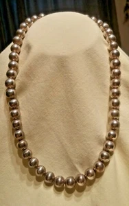 Vintage große unmarkierte Sterling Silber Perlenkette 97gr oder 3,4oz Silber - Bild 1 von 7