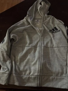 Adidas Youth Small Fleece Jacket Gray - Picture 1 of 6