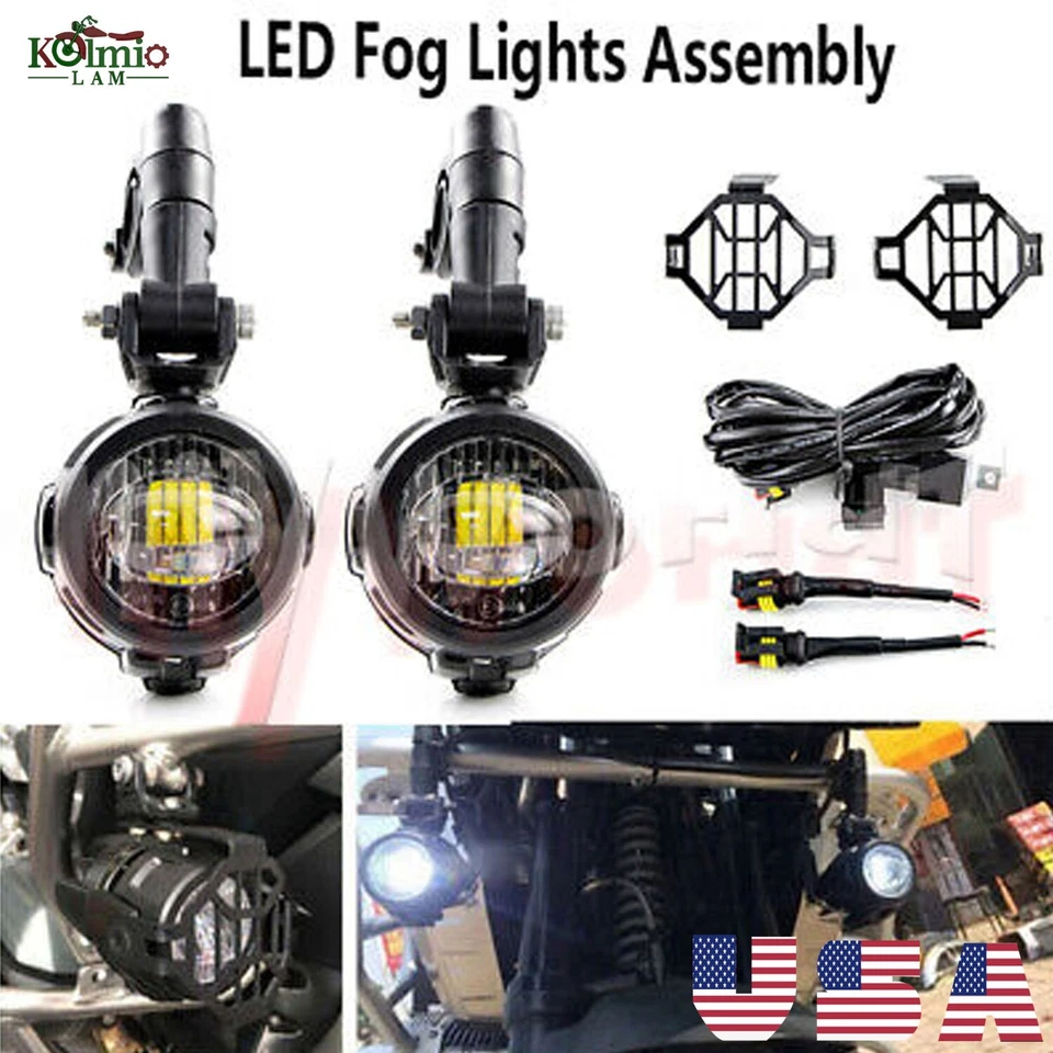 2x Motorcycle LED Auxiliary Lights Fogs Lamps DRL driving Fog Light For Motor - Image 1 of 4