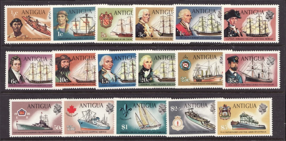 1970 Antigua Sc# 241-57 - Navios, barcos e capitães - MH Cv$36,85 - Imagem 1 de 1