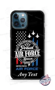 Proud Air Force Spouse US Flag Military Personalized Phone Case fits iPhone gift - Picture 1 of 10