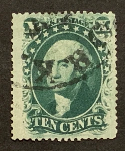 Travelstamps: US Stamps Scott # 35 10 Cent Washington Used NG Handstamped - Picture 1 of 5