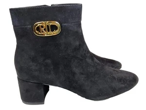 Ralph Lauren Womens Ankle High Block Heel Dress Booties Black Suede 6M (lot357 - Picture 1 of 12