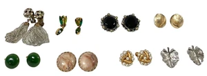 8 Pair Earrings Vintage Modern Clip On Womens Jewelry - Picture 1 of 8