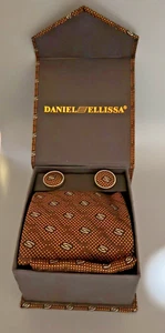 New! Daniel - Ellissa 100% Silk Tie, Handkerchief, & Cuff Links Set w/Gift Box - Picture 1 of 4