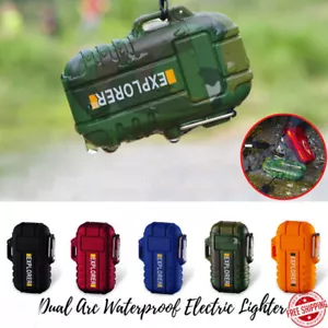 Dual Arc Plasma Electric Lighter USB Rechargeable Flameless Windproof Waterproof - Foto 1 di 25