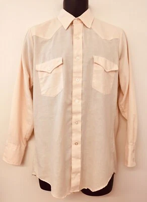 H Bar C Ranchwear Vintage 1970s Permanent Press Long Tail Button Front Shirt Med - Image 1 of 4