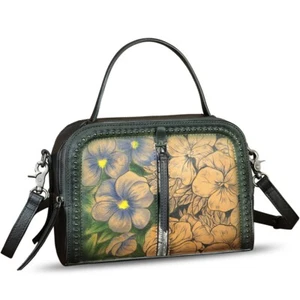 Hand Painted Genuine Leather Small Purses Handbag Women Crossbody Shoulder Bag - Picture 1 of 7