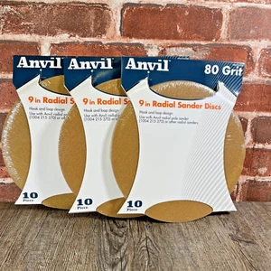 (30) Anvil 9" 80 Grit Radial Sanding Discs Hook & Loop | Fits Pole Sanders - Picture 1 of 1