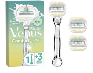 Gillette Venus ComfortGlide 5 Sensitive, Razor + 3 Razor Blade Refills - Picture 1 of 3