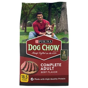 Purina Dog Chow Complete Adult Dry Dog Food, High Protein Real Beef, 18.5 lb Bag - Picture 1 of 8