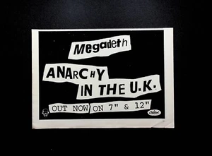 1988 Megadeth Anarchy In The U.K. Album Release Vintage Print Ad - Picture 1 of 1
