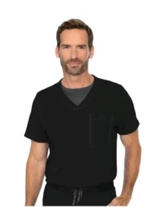 Med Couture Roth Wear Men's Scrub Top 1 Pocket Black S-XL 7478 Cadence Stretch - Picture 1 of 5