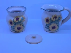 Juego de azúcar crema girasol gres vintage Home & Garden Party Ltd - Imagen 1 de 2