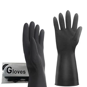 Thick Rubber Cleaning Gloves 1 Pair Black Rubber Gloves For Dishwashing Extra La - Picture 1 of 8
