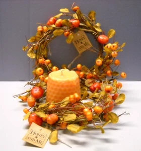 Honey and Me Pumpkin Fall 7" Candle Ring Medium Wreaths F17741 Set of 2 - Picture 1 of 9