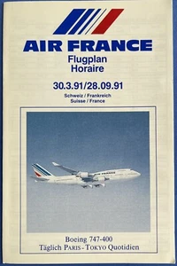 Horario de Air France Airlines - Suiza a Francia - 30 de marzo de 1991-28 de septiembre de 1991 - Imagen 1 de 2