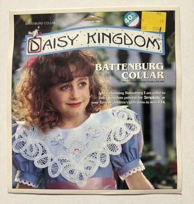 Collar de encaje vintage Daisy Kingdom 1994 Battenburg para niños talla 4-14, nuevo de stock Foto 1 de 4