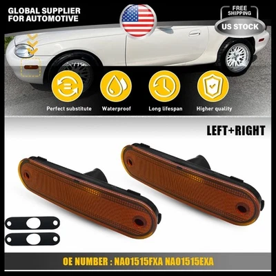 Carcasa de luz de luz de lámpara de marcador frontal con lente ámbar para Mazda Miata MX-5 1990-2005 Foto 1 de 4