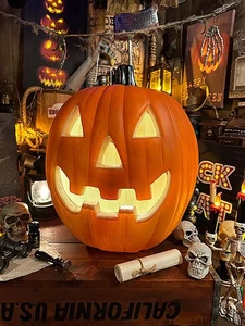 Pumpkin Lantern XL 45.5cm Halloween Jack O Lantern Ghost Decorative Display - Picture 1 of 10