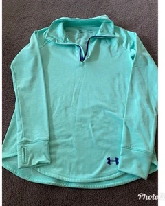 Youth Girls Large Under Armour Mint Green 1/4 Zip Jacket - Picture 1 of 10