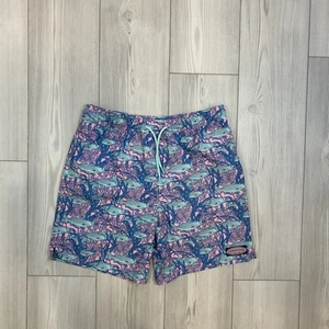 Vineyard Vines Boys XL Drawstring Swim Trunks In Bass Coral Mesh Lined Waist Tie - Picture 1 of 9