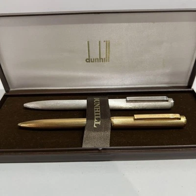 Caneta esferográfica Dunhill, ouro e prata, conjunto de 2 autênticas - Imagem 1 de 4