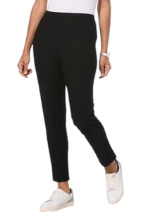 WynneLayers Women's Essential Crepe Knit Clean Pant Black - Picture 1 of 1