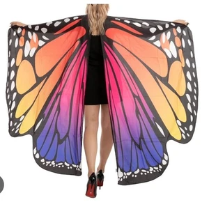 Butterfly Wings Cape Shawl Fairy Pixie Nymph Costume Festival Outfit Women O/S - Picture 1 of 3