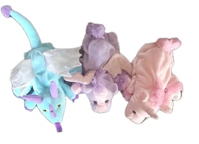 Caltoy Mythical Puppets Lot Of 3 Purple Pegasus Pink Unicorn Blue Dragon Story~☆ - Image 1 of 4
