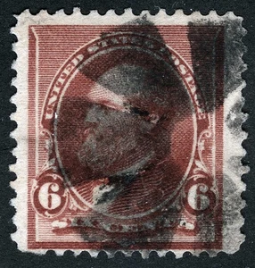 US Sc 224 Brn Red 6¢ 1890 Black Geometric Fancy Cancel Jumbo Margins - Picture 1 of 1
