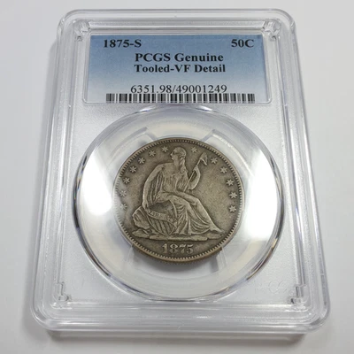 1875 S PCGS VF Detail - Silver Seated Liberty Half Dollar 50c US Coin #55320B - Image 1 of 3