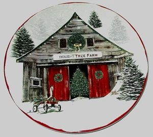 Christmas Ceramic Plate ~ HOLIDAY TREE FARM ~ 11" Diameter - Picture 1 of 1