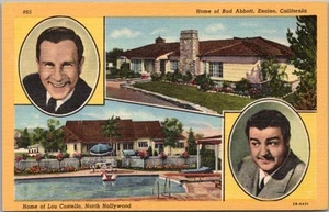 1942 Hollywood California Stars' Houses LINO Postal "Homes of ABBOTT & COSTELLO" - Imagen 1 de 2